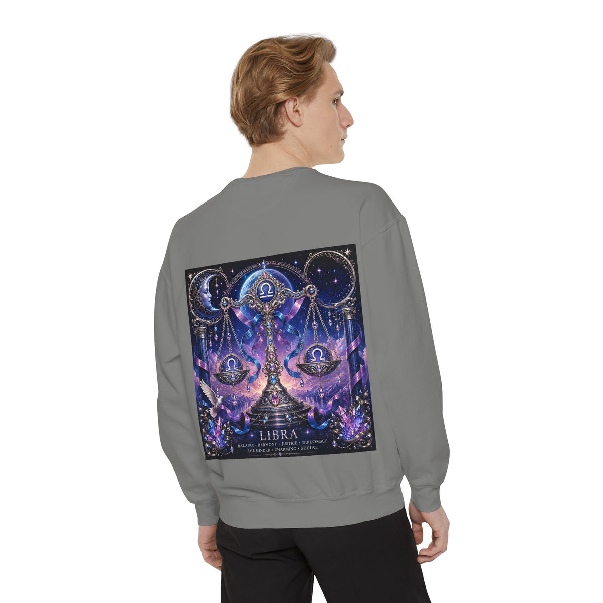 Libra Zodiac Sweatshirt — Scales Astrology Graphic Crewneck