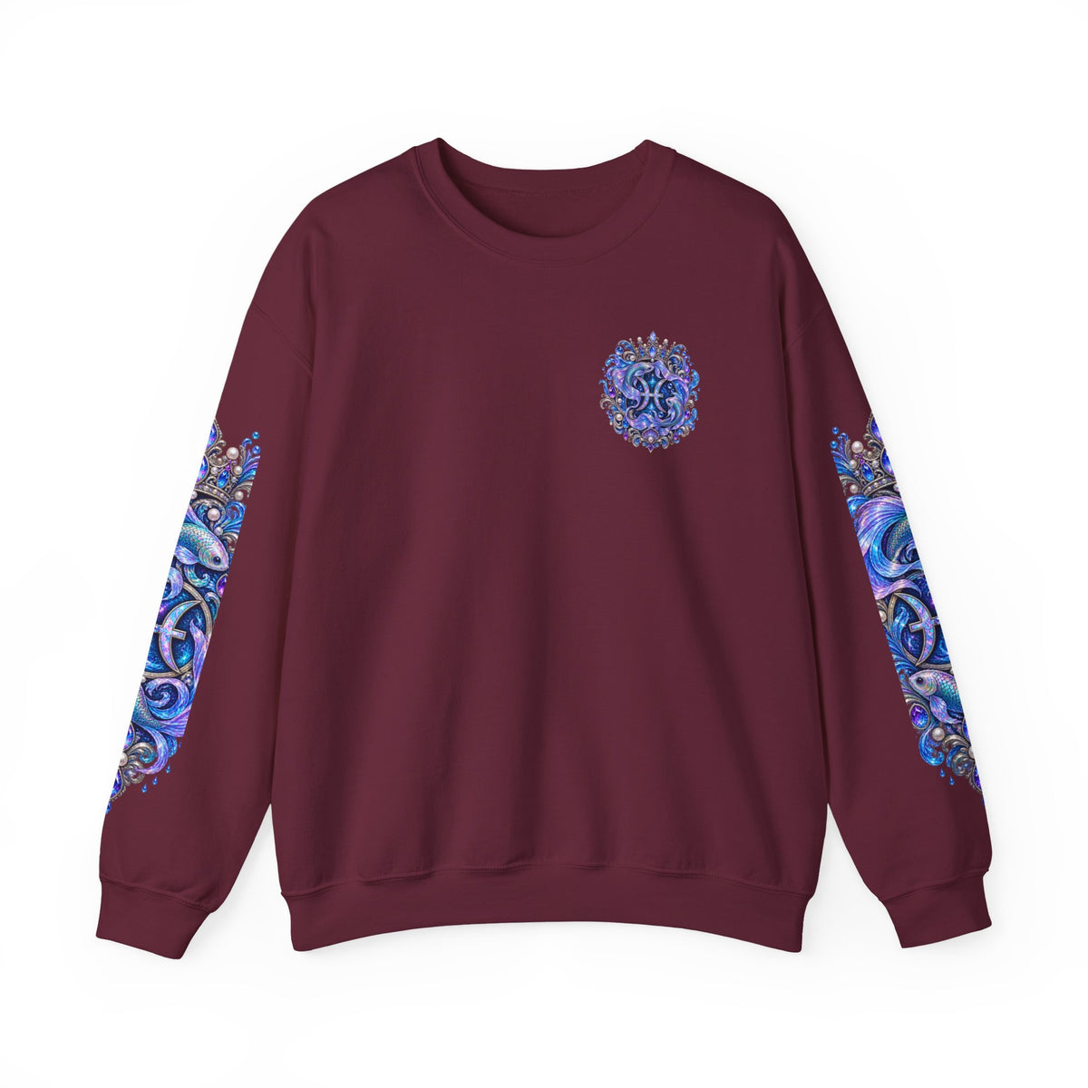 Pisces Shark Zodiac Crewneck Sweatshirt — Mystical Ocean Astrology Pullover