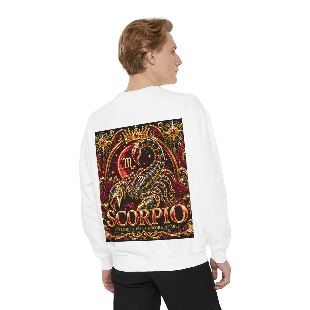 Scorpio Zodiac Sweatshirt — Regal Gold Scorpion Astrological Crewneck