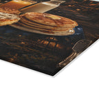 Glass Cutting Board — "Good Morning" Breakfast Scene Decorative Kitchen Board