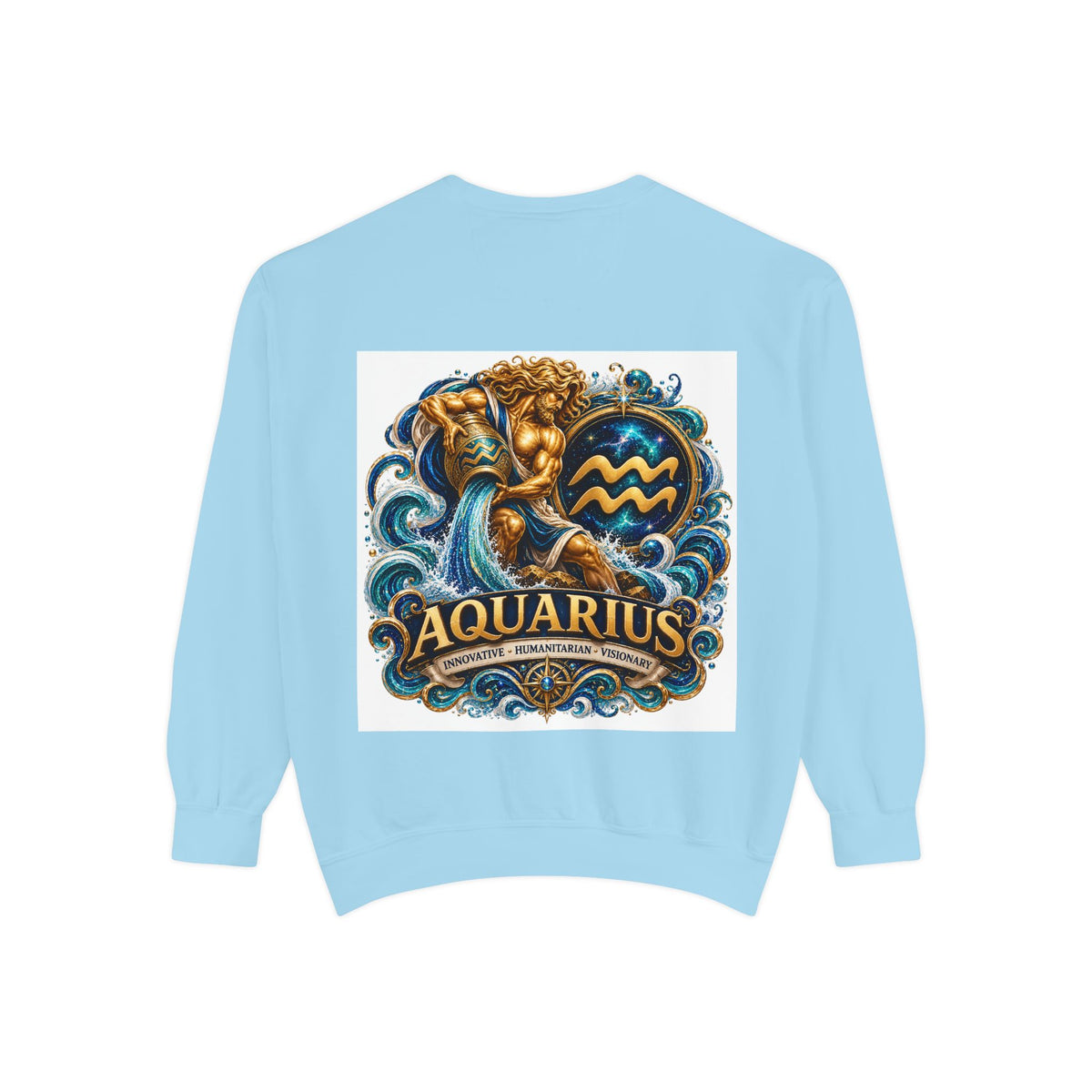 Aquarius Zodiac Sweatshirt — Water Bearer Astrology Graphic Crewneck