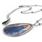 Oval Pendant Necklace — Angel in Blue Teardrop Locket