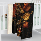 Regal Crest Sherpa Blanket — Vintage Gold Crown Fleece Throw