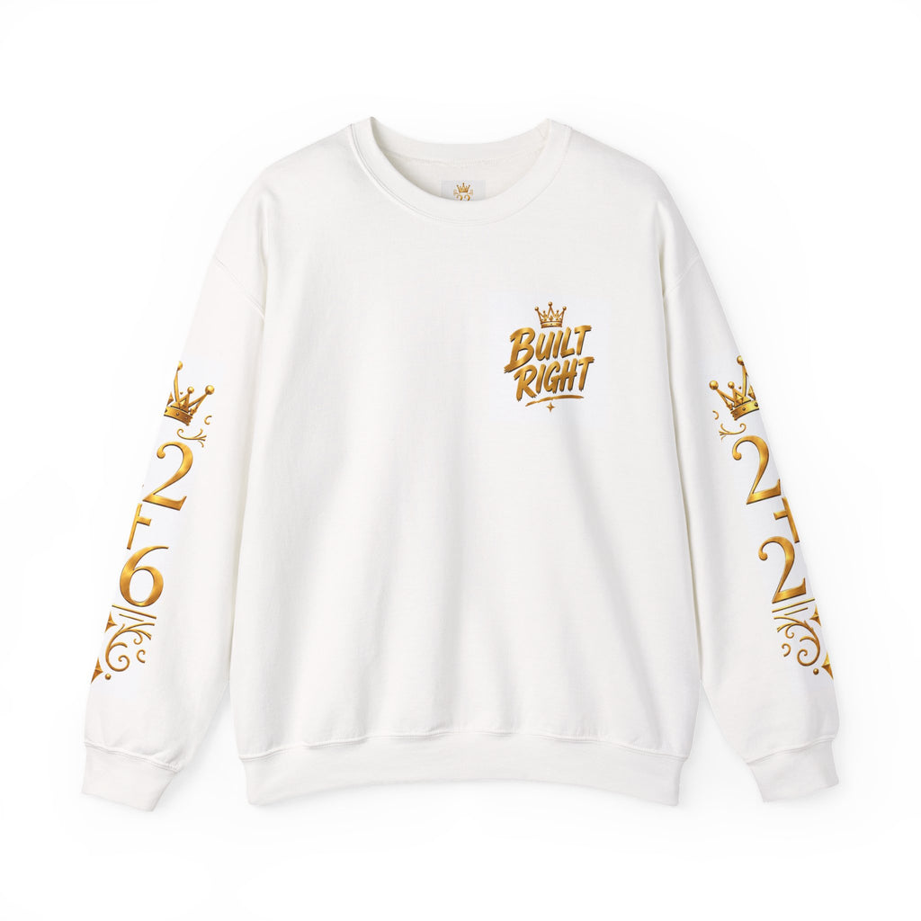 Built Right Crewneck Sweatshirt — "Built Right: Beautiful. Brave. Brilliant." Gold Graphic