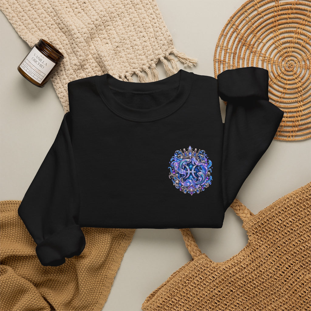 Pisces Shark Zodiac Crewneck Sweatshirt — Mystical Ocean Astrology Pullover