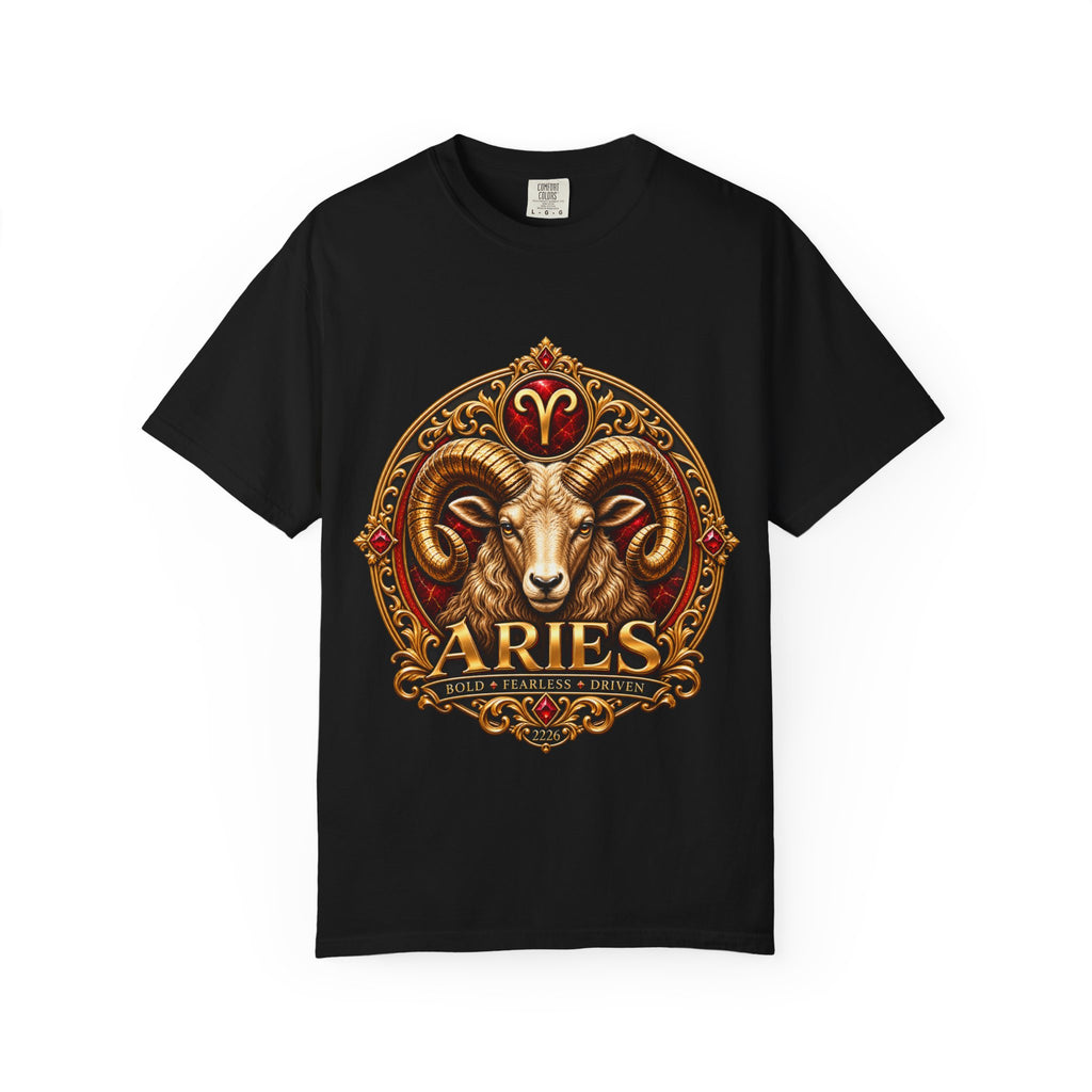 Aries Ram Zodiac T-Shirt — Bold Gold Astrology Tee
