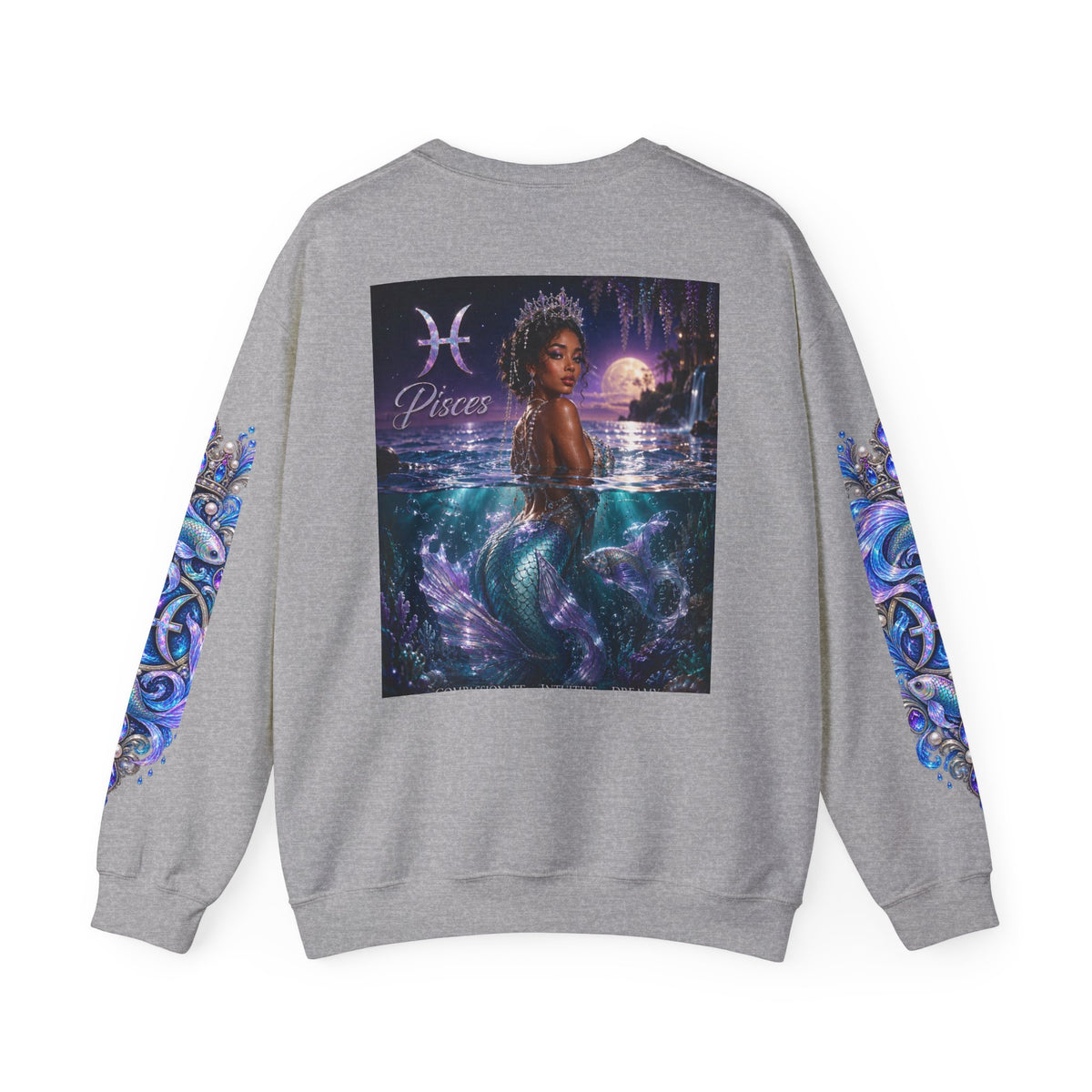 Pisces Mermaid Crewneck Sweatshirt — Zodiac Astrology Graphic Sweater