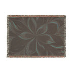 Woven Blanket — Abstract Floral Swirl Throw in Warm Rust & Teal