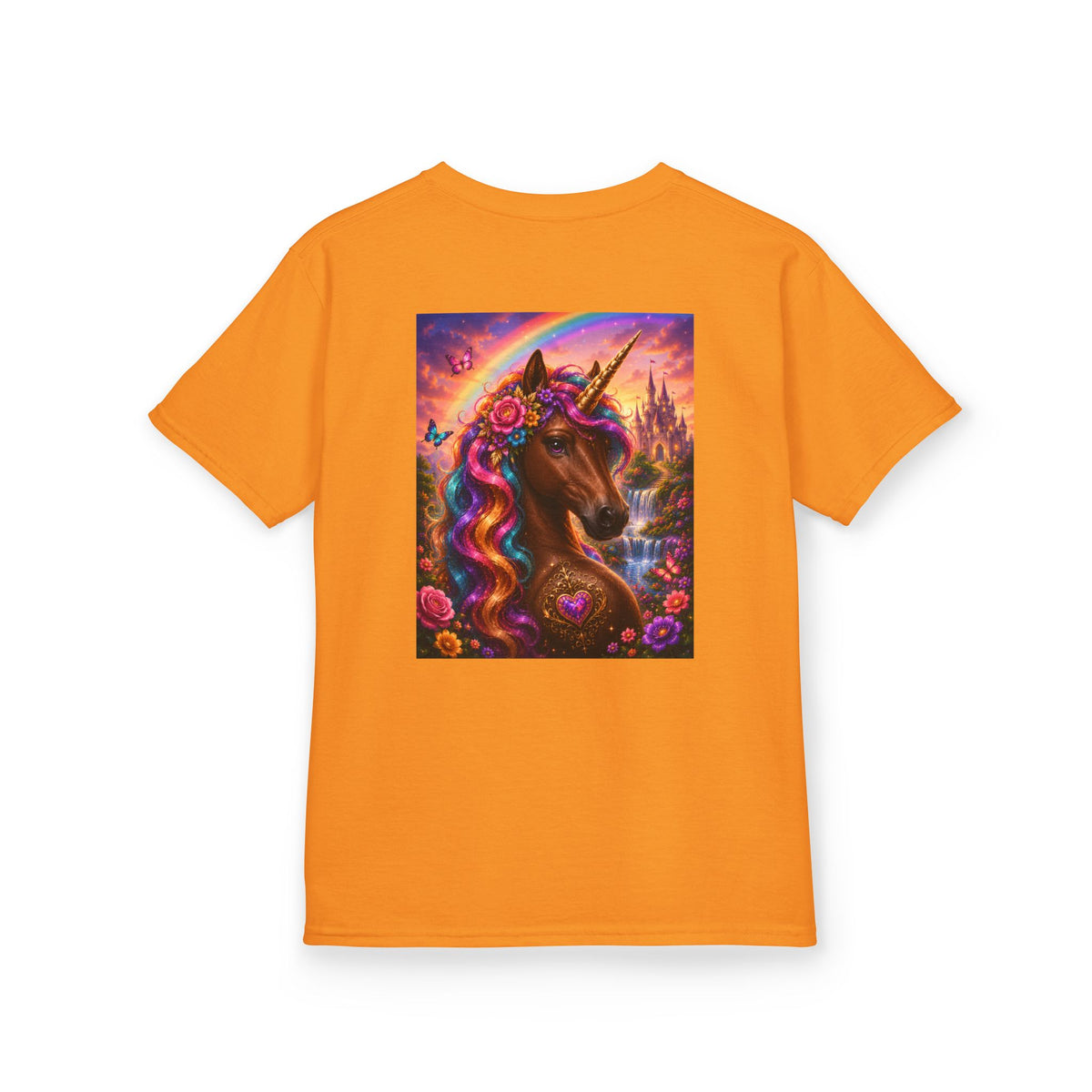 Kids Brown Unicorn Tee — Rainbow Fantasy Magical Horse Shirt