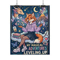 Rolled Poster — "My Magical Adventures: Leveling Up" Cute Fantasy Fox Gaming Art Print