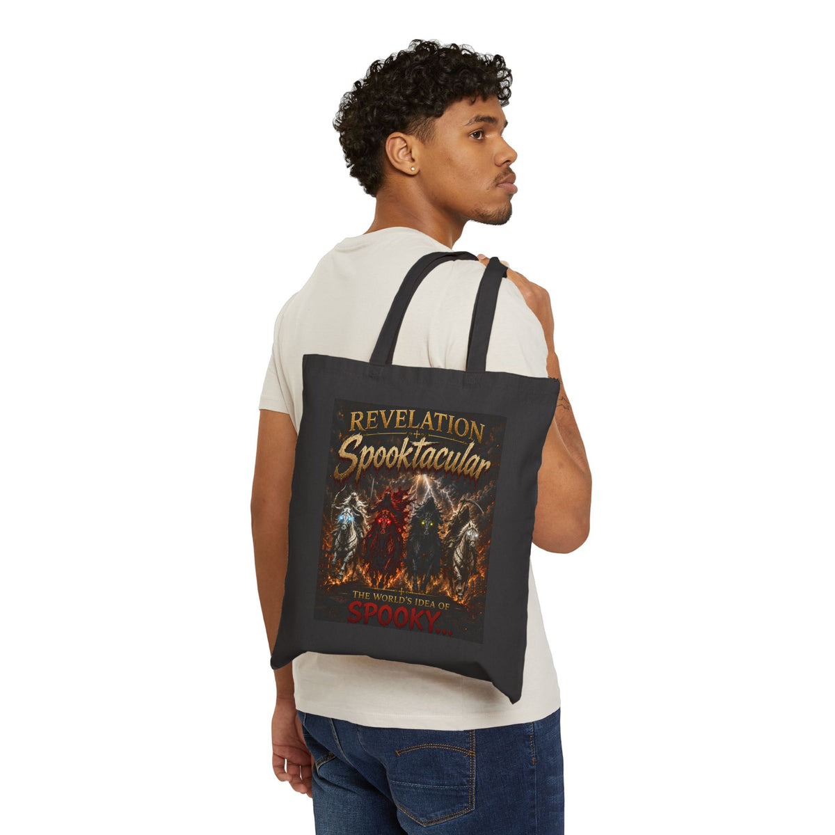 Spooktacular Revelation Halloween Tote Bag – Vintage Spooky Poster Canvas Tote