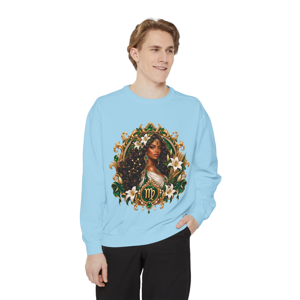 Virgo Zodiac Sweatshirt — Virgo Goddess & Owl Astrology Crewneck