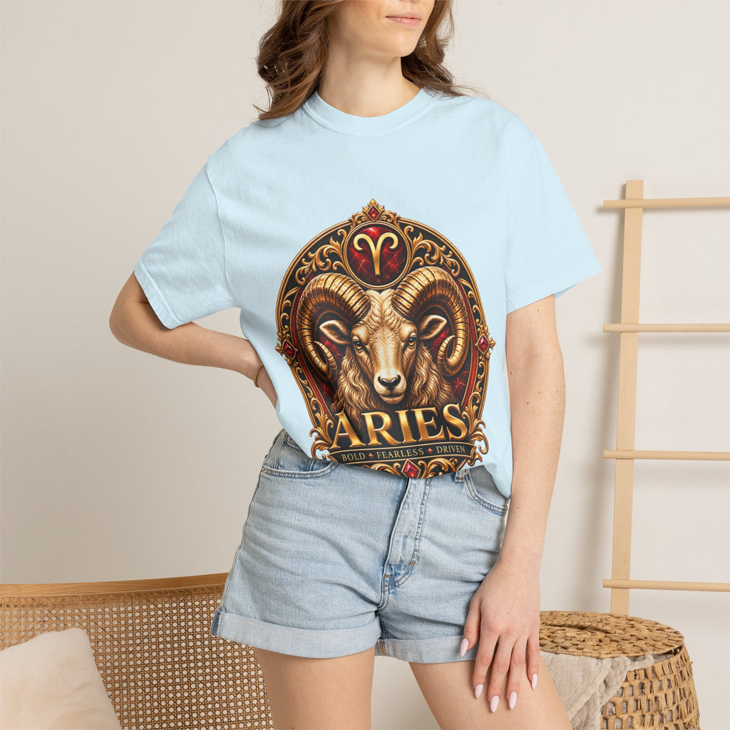Aries Ram Zodiac T-Shirt — Bold Gold Astrology Tee
