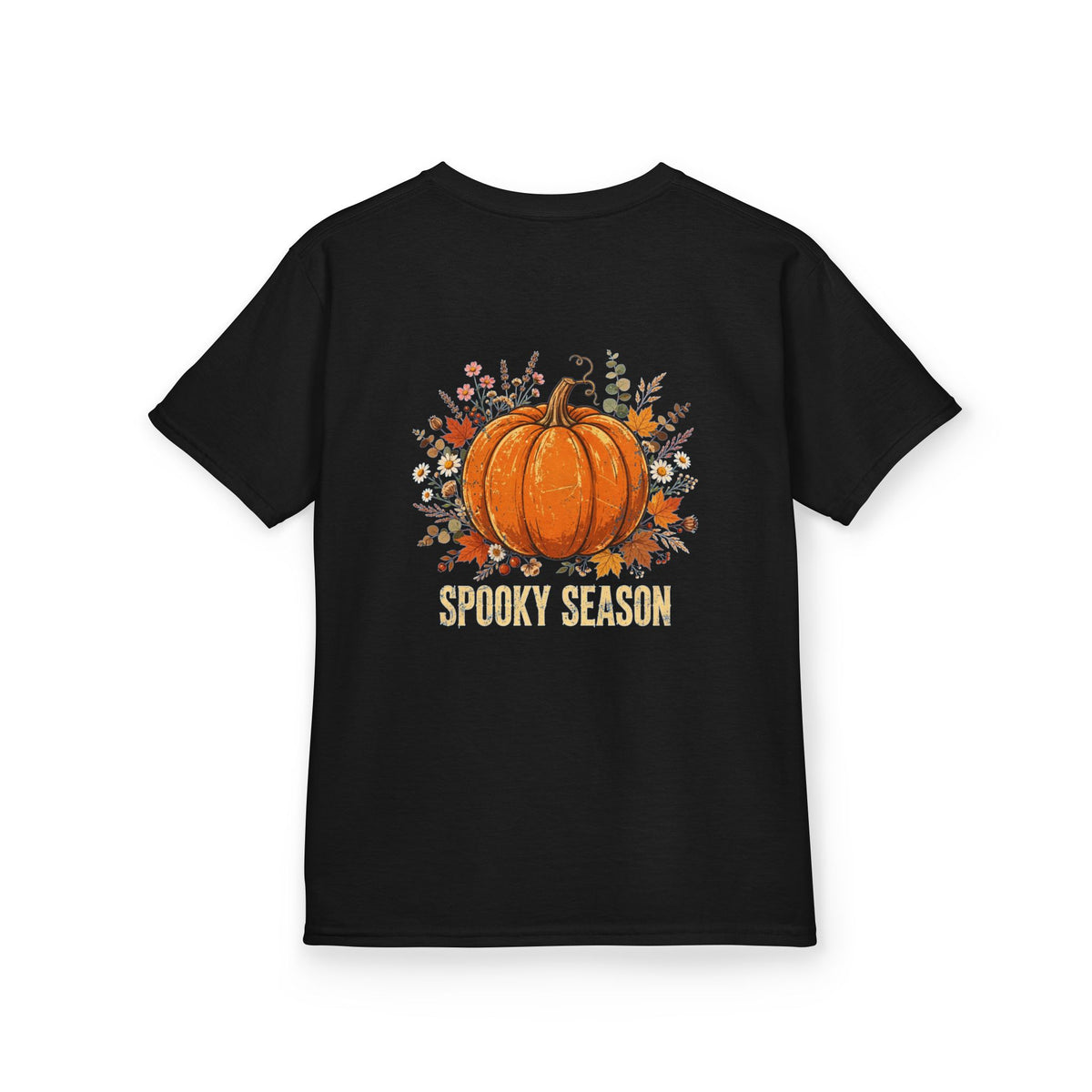 Kids Halloween Tee — Cute Ghost Holding Pumpkin "Spooky Season"