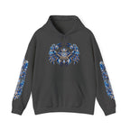 Cancer Zodiac Hoodie — Blue Crab Astrology Sweatshirt with Sleeve Art