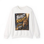 Sweatshirt — "Built Right: Guided by God's Light" Christian Lion Graphic Crewneck