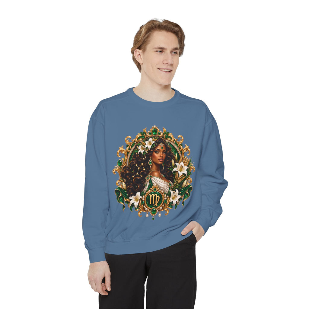 Virgo Zodiac Sweatshirt — Virgo Goddess & Owl Astrology Crewneck
