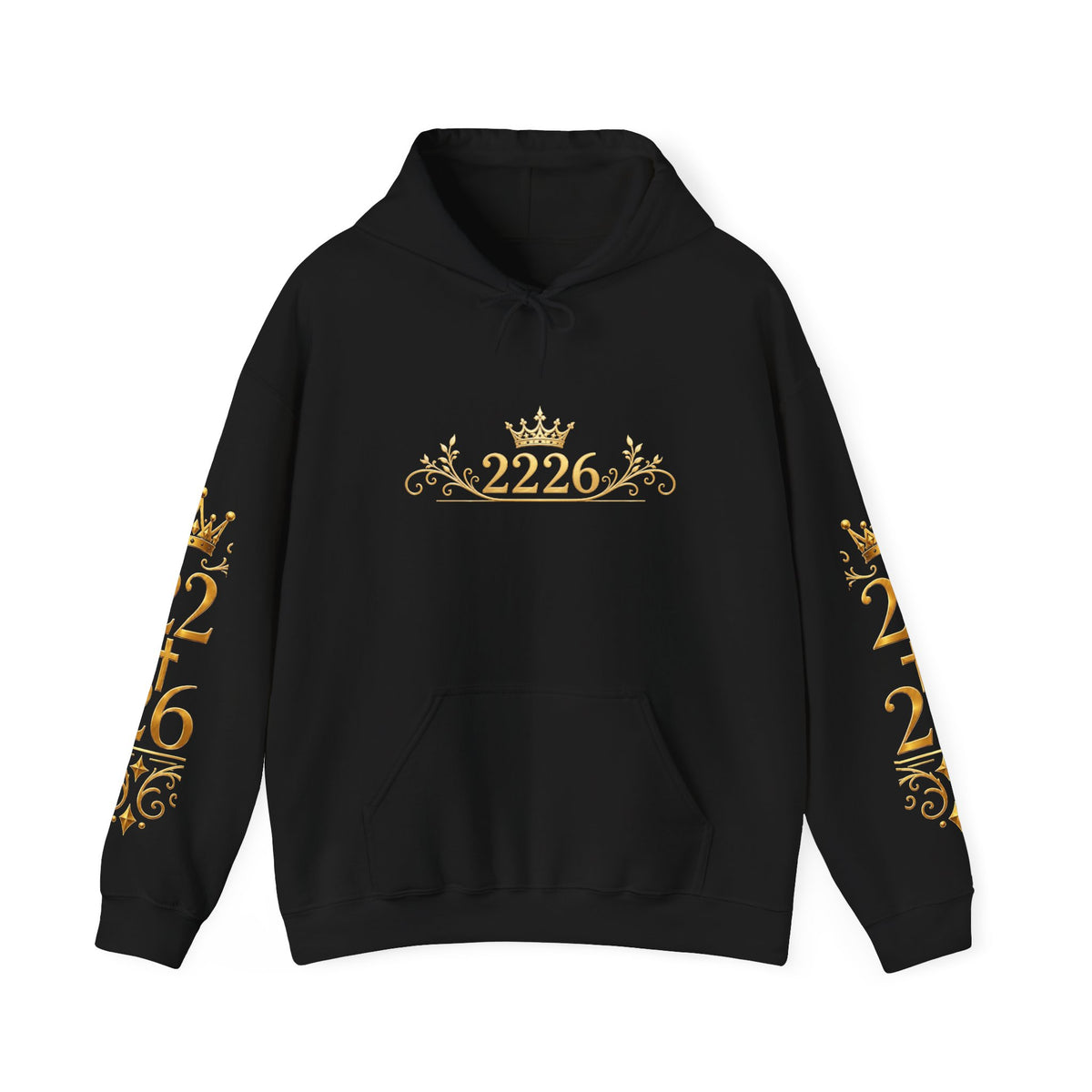 2226 Crown Crest Hoodie — Gold Heraldic Emblem Pullover