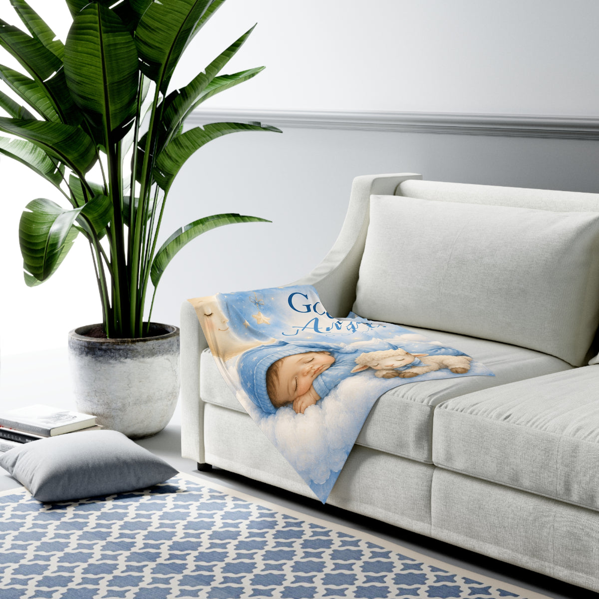 God’s Little Angel Baby Swaddle Blanket — Soft Blue Newborn Gift