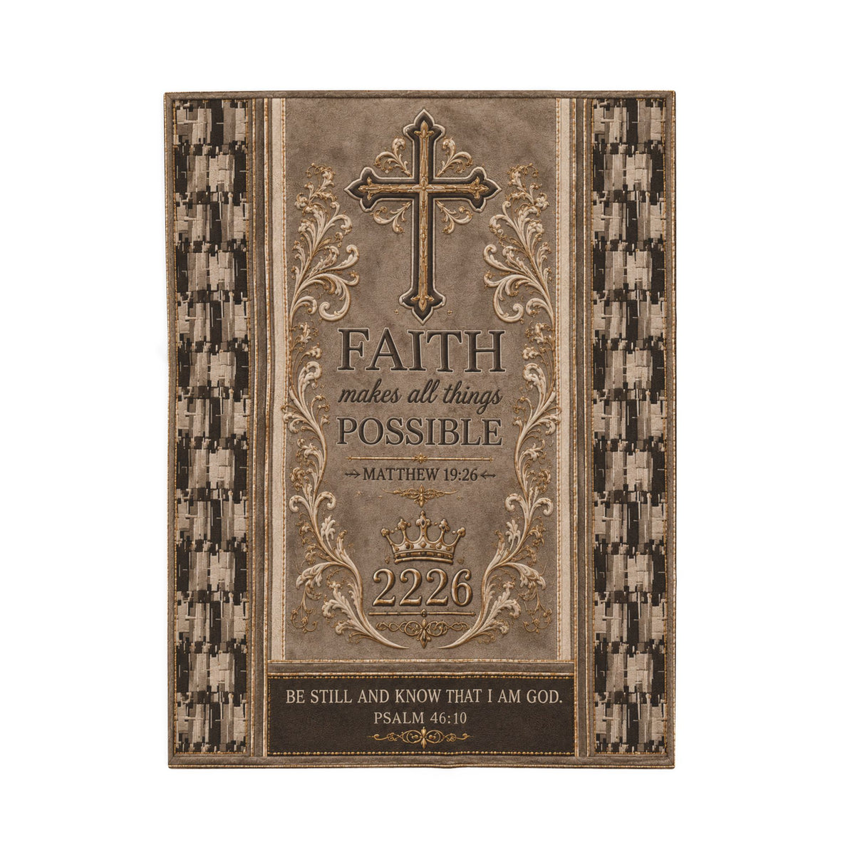 Faith Makes All Things Possible Velveteen Plush Blanket — Religious Inspirational Throw with Cross & Scripture (Matthew 19:26, Psalm 46:10)
