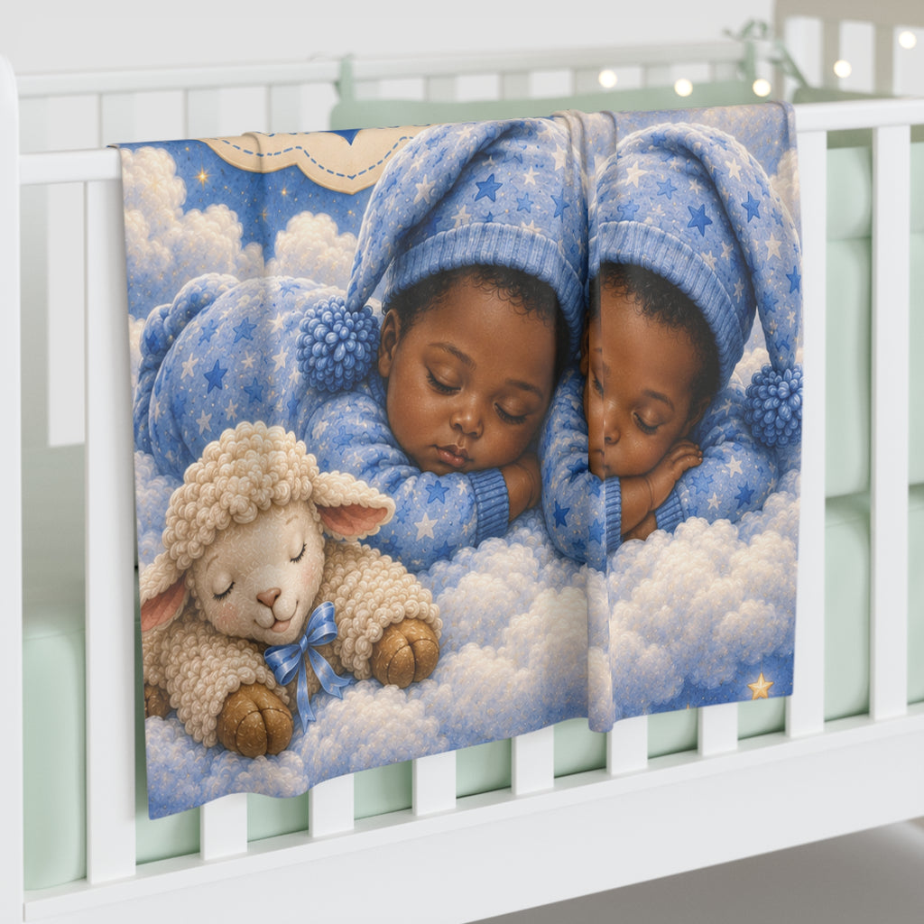 Baby Swaddle Blanket - "Welcome Home Baby Arrived, Something from Heaven" Moon & Stars Newborn Swaddle (Blue)