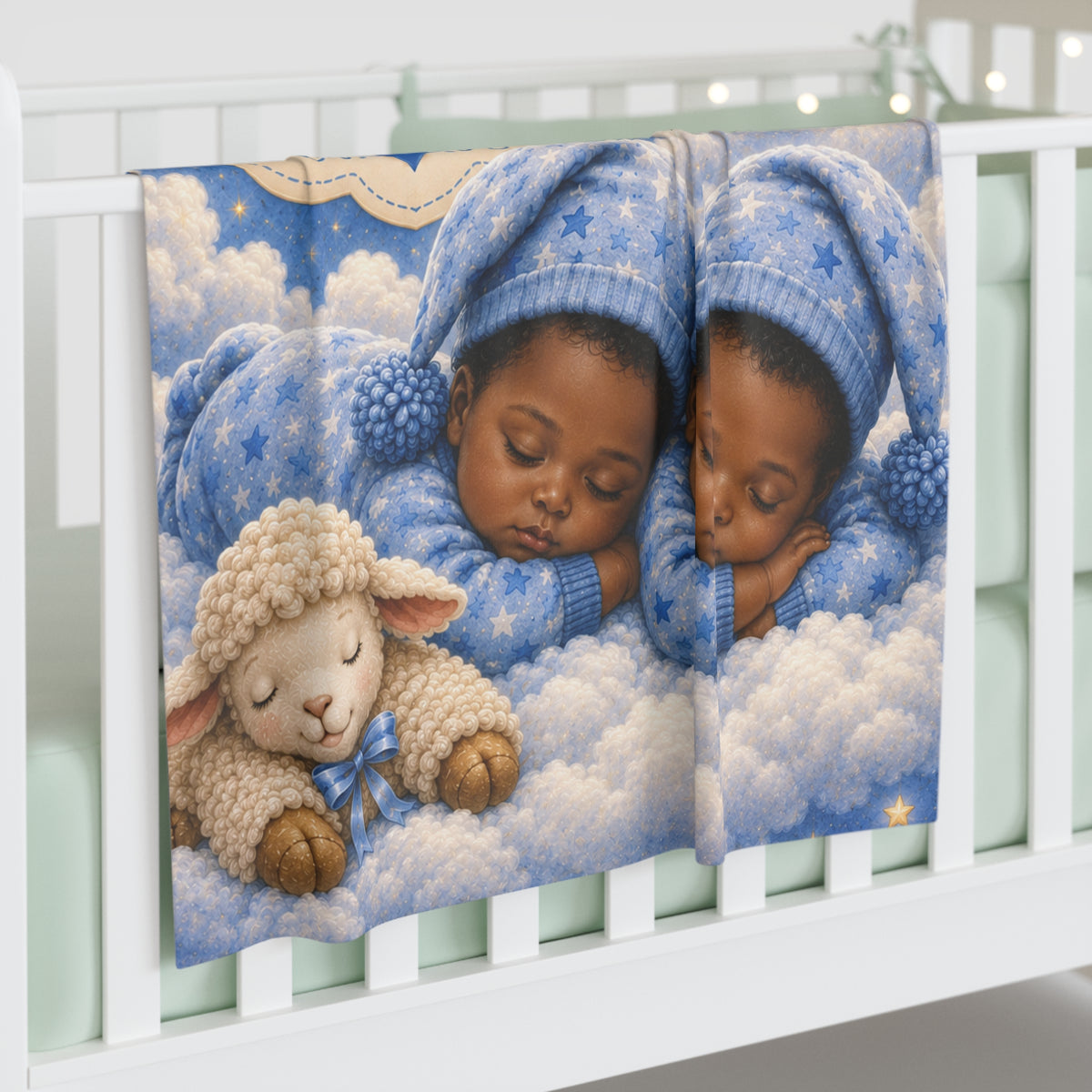 Baby Swaddle Blanket - "Welcome Home Baby Arrived, Something from Heaven" Moon & Stars Newborn Swaddle (Blue)