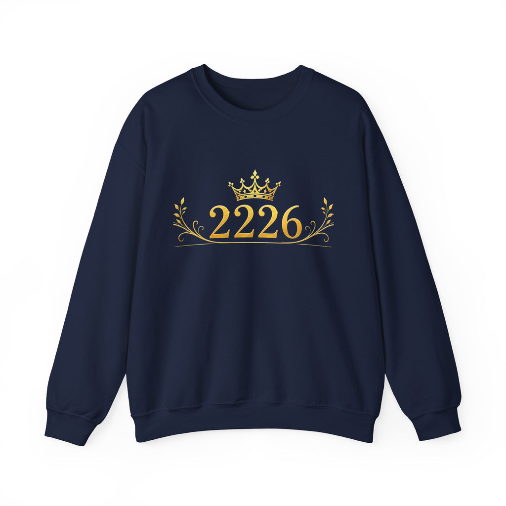 Crewneck Sweatshirt — Gold Crown '2226' Royal Crest Design