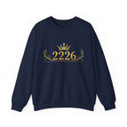 Crewneck Sweatshirt — Gold Crown '2226' Royal Crest Design