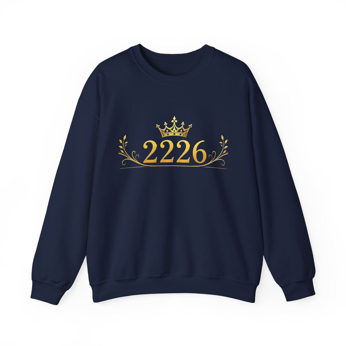 Crewneck Sweatshirt — Gold Crown '2226' Royal Crest Design