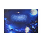 Moonlit Fantasy Glass Cutting Board — Blue Nightscape Lakeside Design