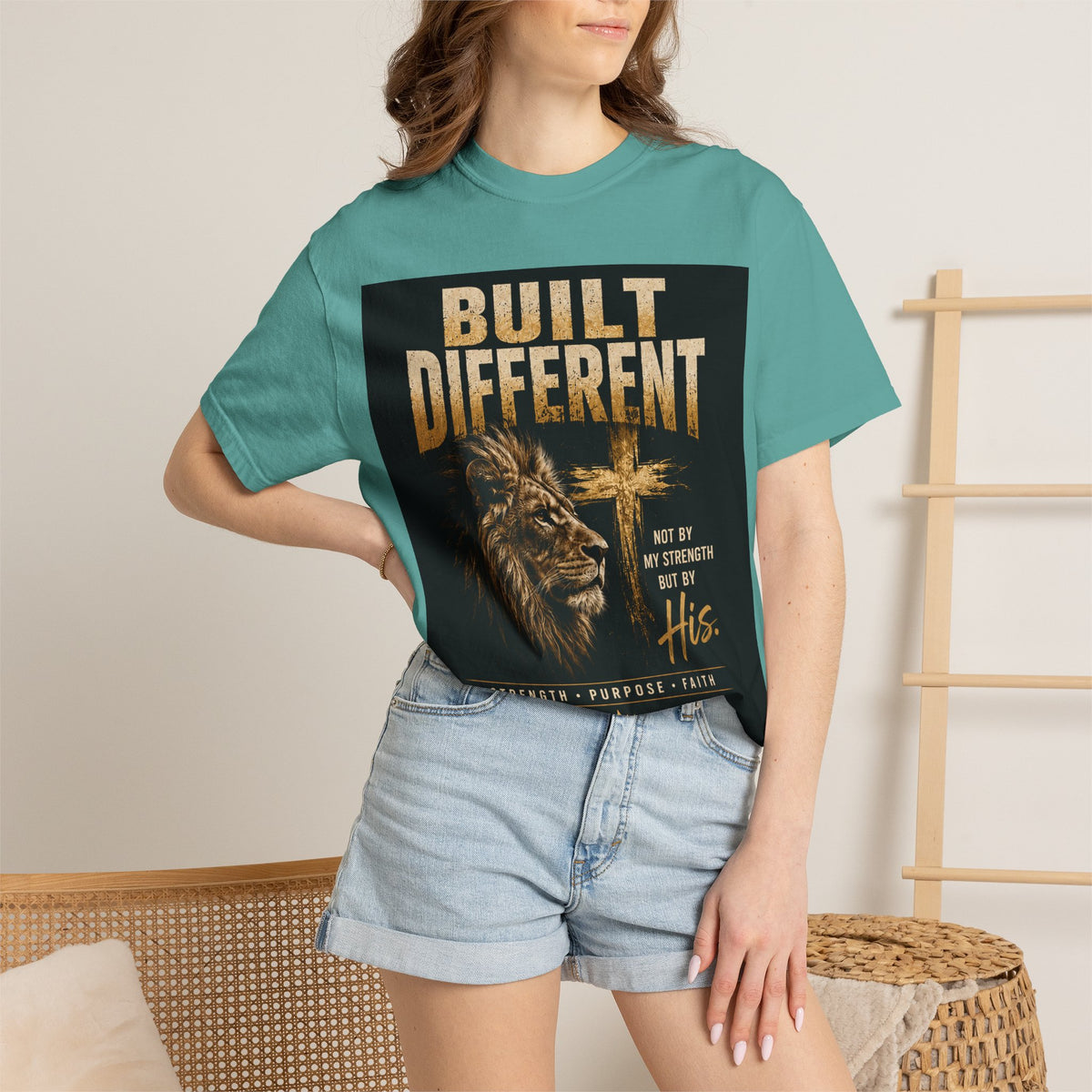 Built Different Christian Lion T-Shirt — "Built Right, Beautiful, Brilliant" Inspirational Faith Tee