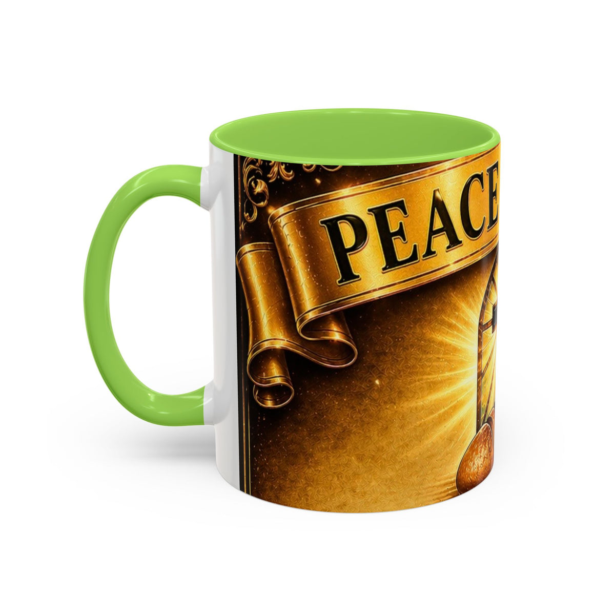 Peace Be Still Christian Coffee Mug — Communion Bread & Chalice Design