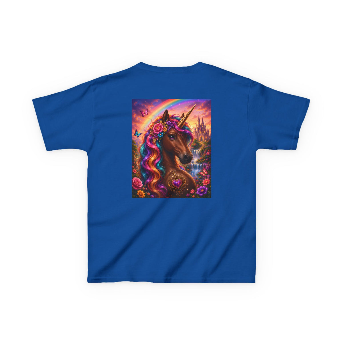 Kids Brown Unicorn Tee — Rainbow Fantasy Magical Horse Shirt