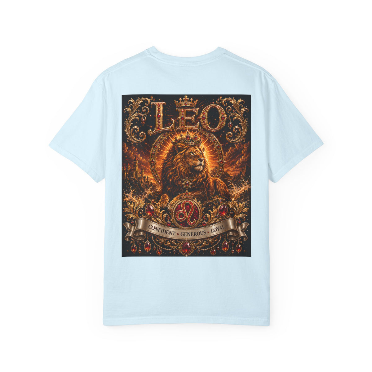 Leo Zodiac Lion T-Shirt — Regal Crowned Lion Astrology Tee