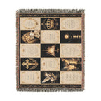 Religious Prayer Patchwork Woven Blanket – Inspirational Scripture & Faith Symbols Throw