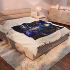Velveteen Plush Blanket — Moonlit Lotus Lake Throw