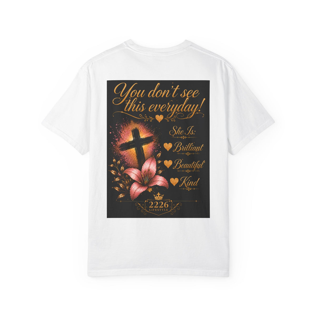 Kingdom Living Lion T-Shirt — Inspirational Christian Cross Floral Tee