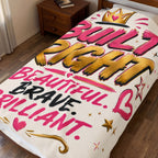Built Right Velveteen Plush Blanket — "Beautiful. Brave. Brilliant." Inspirational Throw