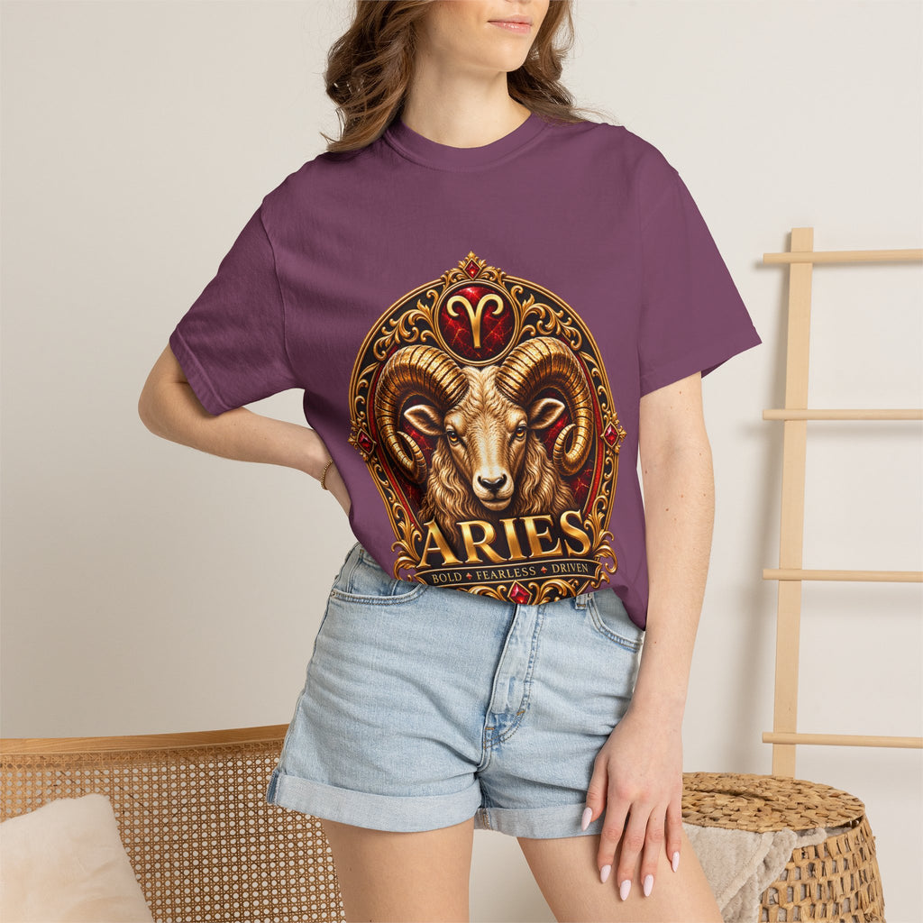 Aries Ram Zodiac T-Shirt — Bold Gold Astrology Tee