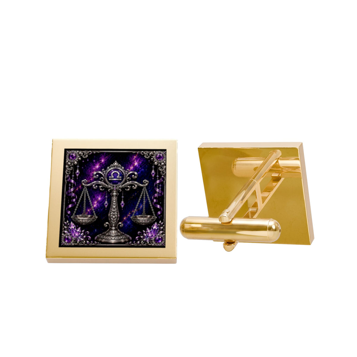 Libra Scales Gold Cufflinks — Zodiac Astrology Accessory