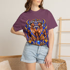 Gemini Zodiac T-Shirt — Bold Blue & Gold Twin Portrait Tee