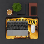 He Sees You Christian Desk Mat — Cross, Bible & Lantern Faith Mouse Pad