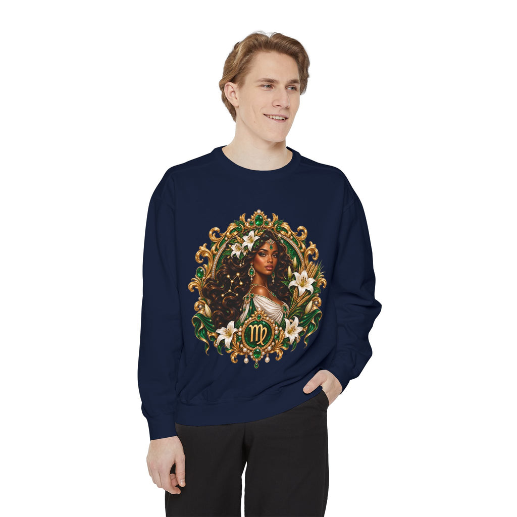 Virgo Zodiac Sweatshirt — Virgo Goddess & Owl Astrology Crewneck