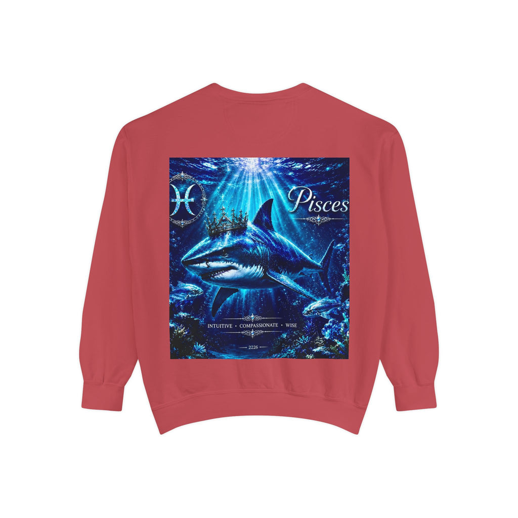 Pisces Zodiac Sweatshirt — Cosmic Blue Pisces Shark Astrological Crewneck