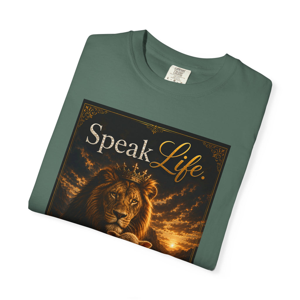 Kingdom Living Lion T-Shirt — "Speak Life" Christian Faith Graphic Tee