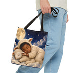 Sleeping Baby Lamb Tote Bag – Cute Nursery Moonlit Design