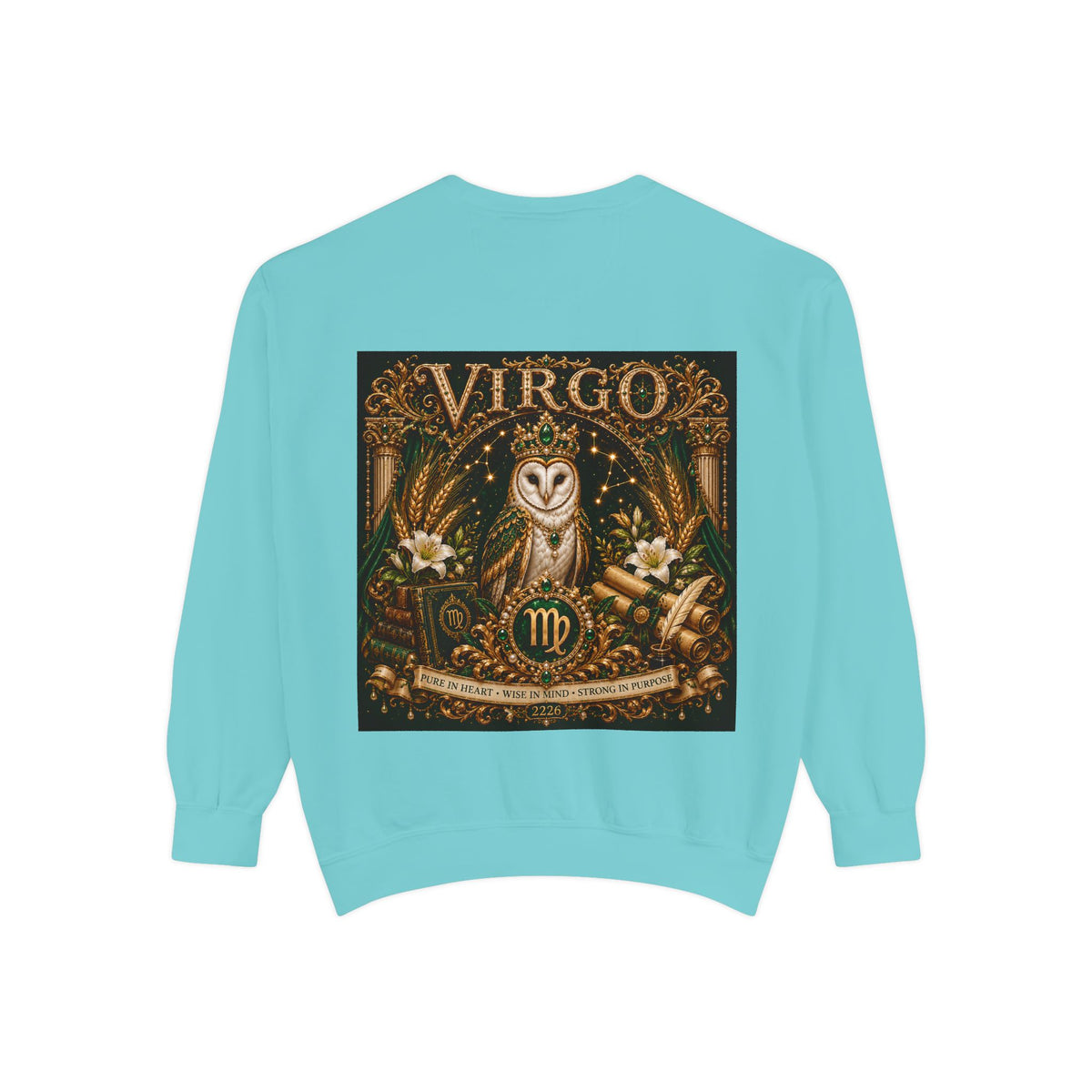 Virgo Zodiac Sweatshirt — Virgo Goddess & Owl Astrology Crewneck