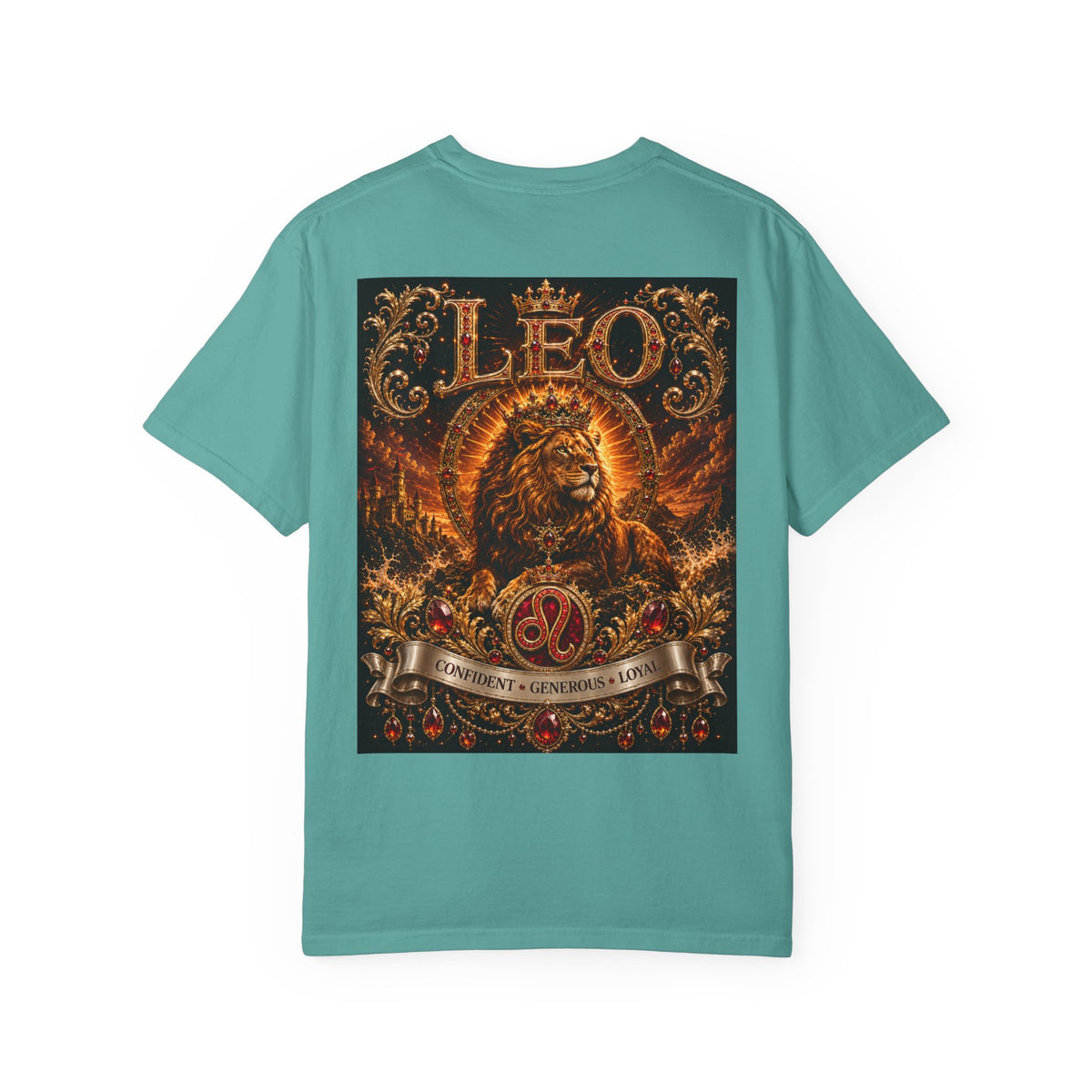 Leo Zodiac Lion T-Shirt — Regal Crowned Lion Astrology Tee