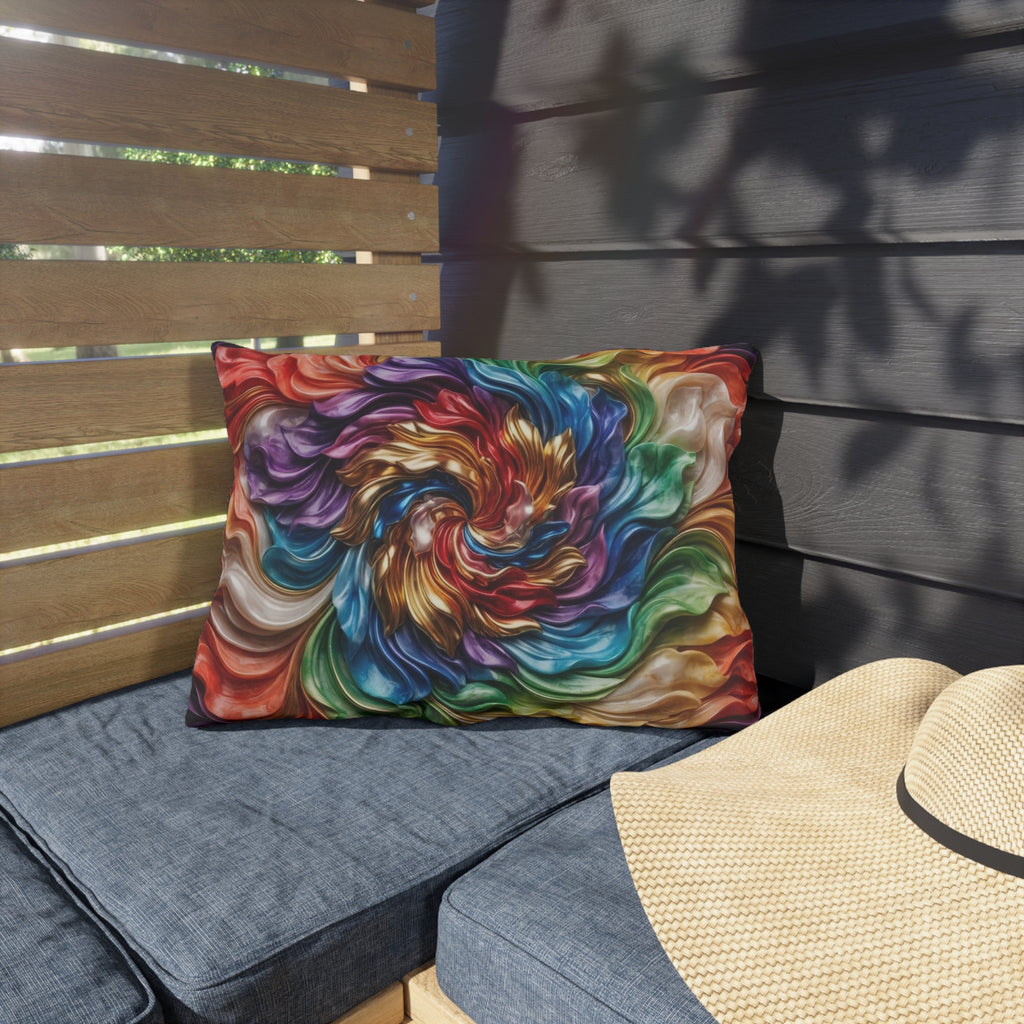 Colorful Swirl Outdoor Pillow — Vibrant Abstract Garden Cushion
