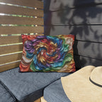 Colorful Swirl Outdoor Pillow — Vibrant Abstract Garden Cushion